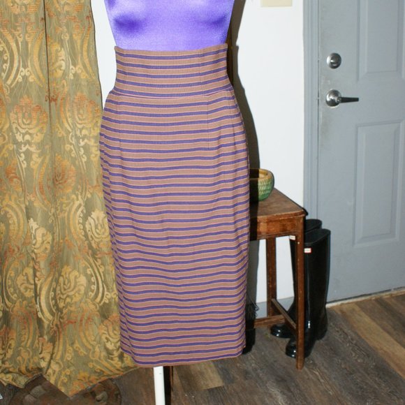 Stella Jean Pencil Skirt Striped Designer Cotton High Waist - Picture 1 of 13